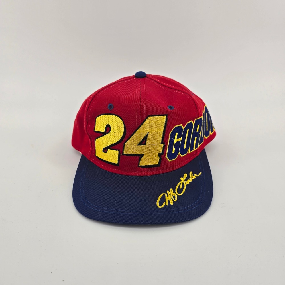 Vintage Jeff Gordon 24 NASCAR Snapback‎ Hat Red Blue Embroidered Racing Cap Mens